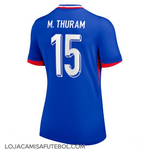 Camisa de Futebol França Marcus Thuram #15 Equipamento Principal Mulheres Europeu 2024 Manga Curta